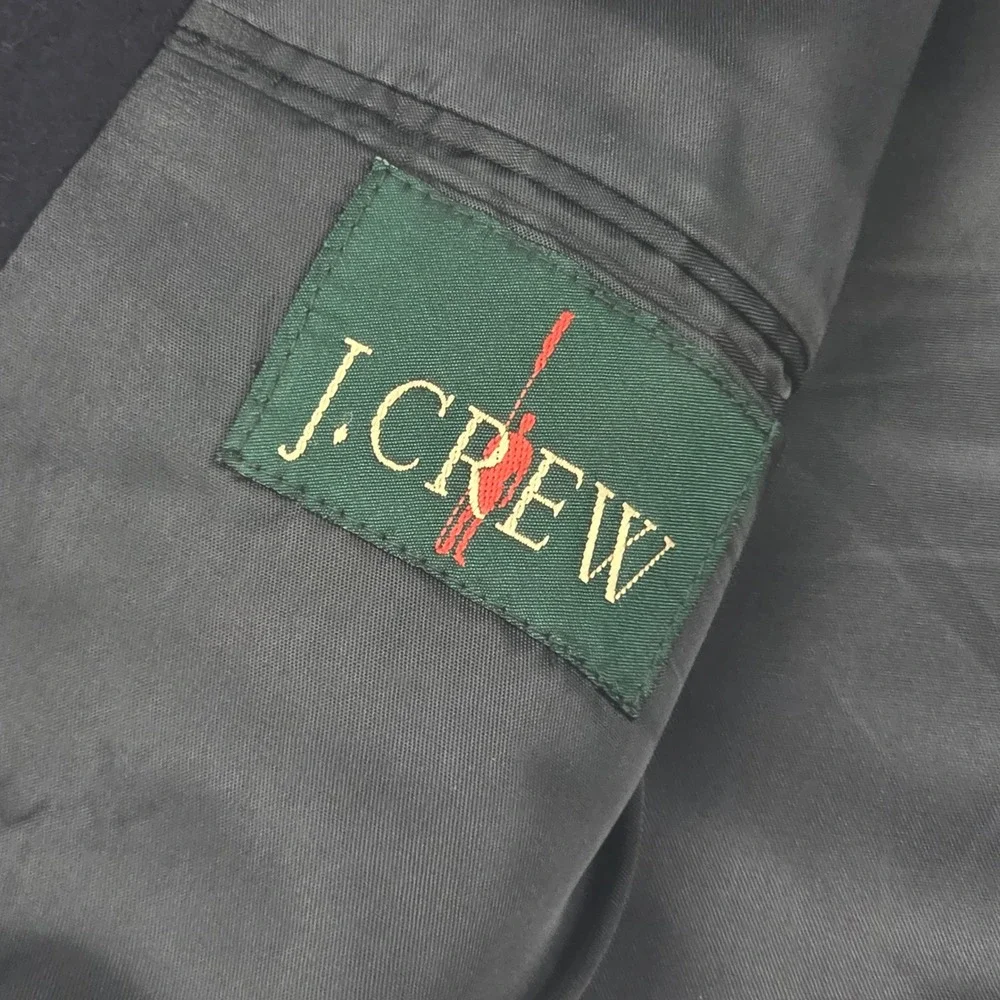 J. Crew Mens Navy Blue‎ Wool Cashmere Blend 3-Button Blazer Sport Coat Size L